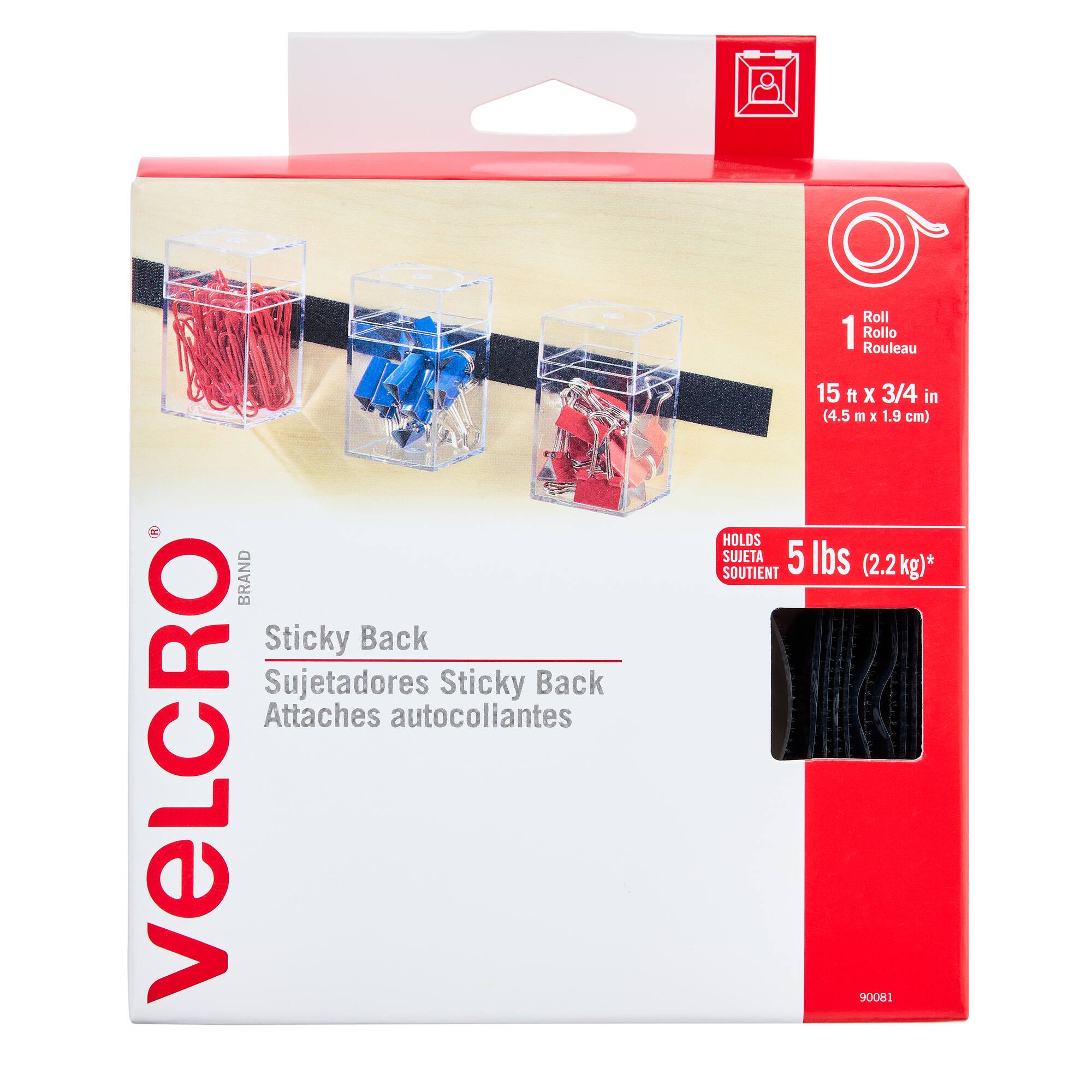 Pack: VELCRO® Brand Sticky Back Black Tape